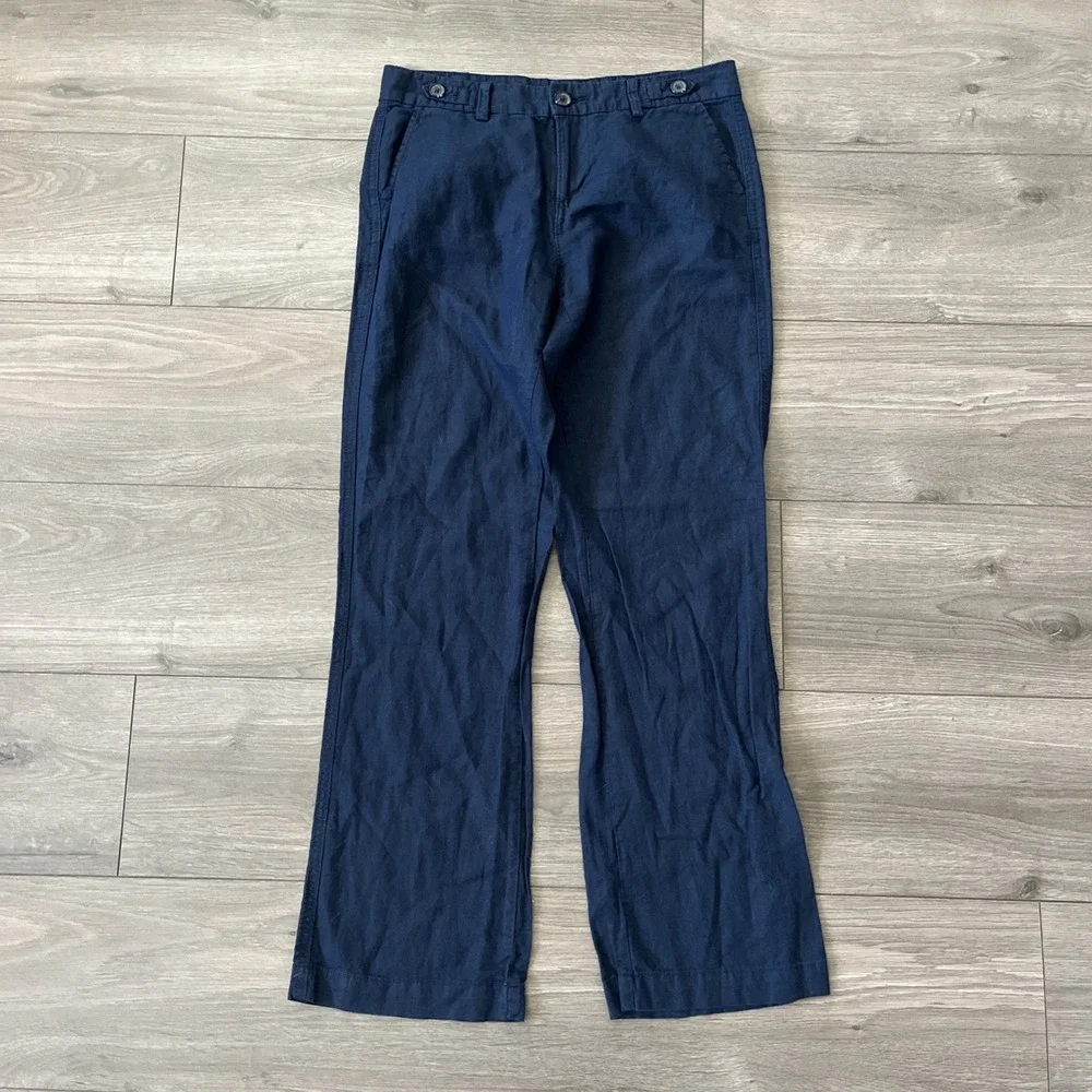 Banana Republic Womens Sz 0 Linen Blend Pants Navy Blue
